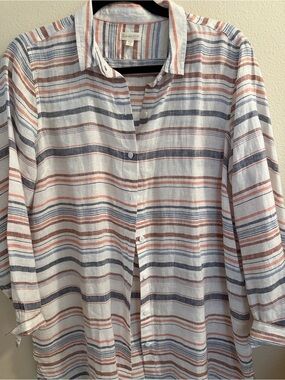 Garnet Hill White Easy Linen Tunic